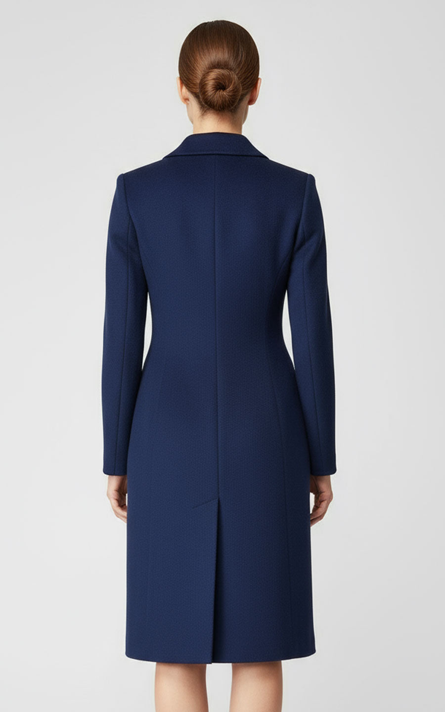 Women's Custom Wool - Navy Double Breasted Long Blazer