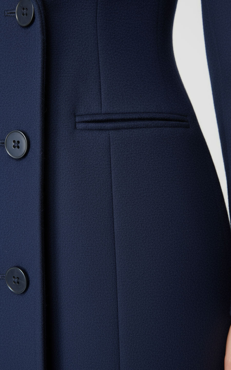 Women's Custom Wool - Navy Double Breasted Long Blazer