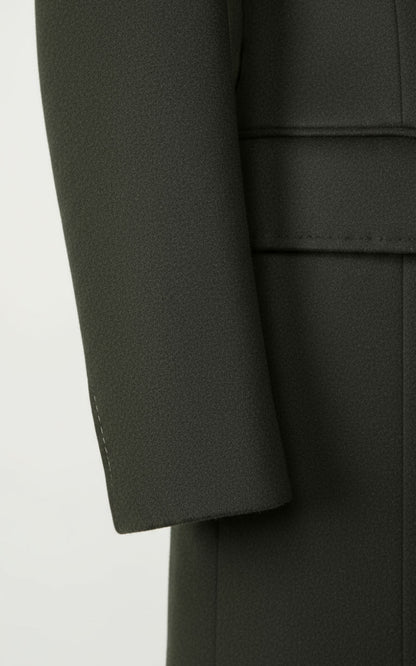 Dark Green Custom Wool Trench Women's Coat Double-Breasted