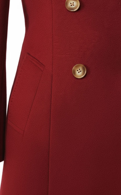 Women's coat Red Wool Double-Breasted Tailored Elegant