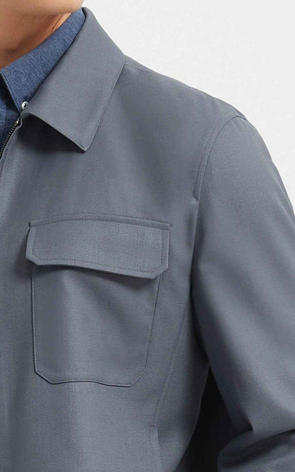 Jacket Men Grey Zip Up Utility Style Casual Wear