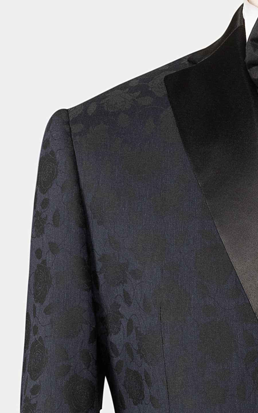 Men's Black Brocade Evening Suit - Custom Groom Wedding Attire