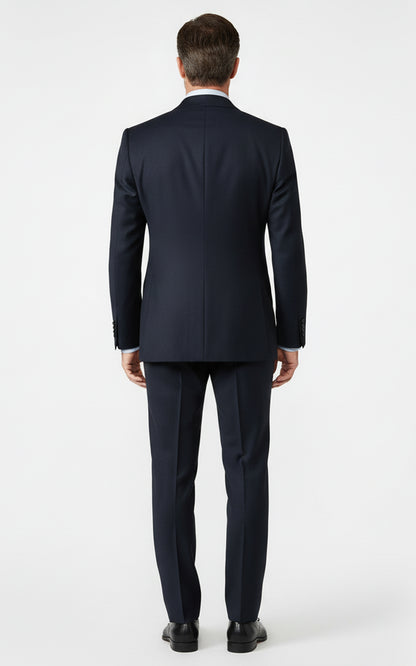 Mens Chinese Style Custom Suit Blue Black Silk Brocade Formal Wear