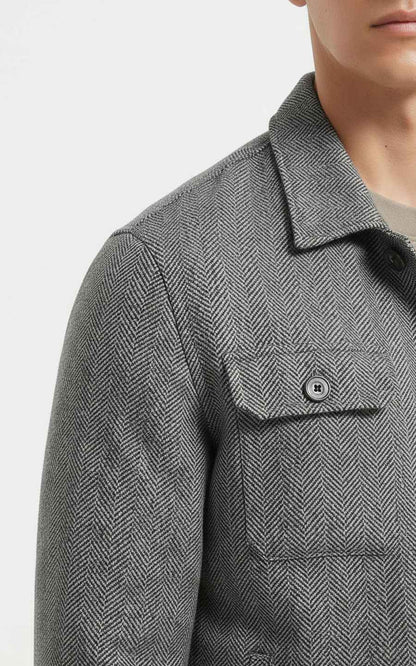 Men's Herringbone Overshirt Jacket - Grey