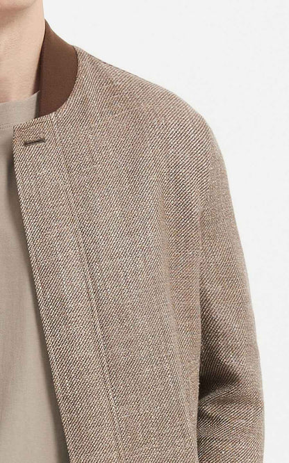 Premium Beige Jacket - Textured Bomber Style