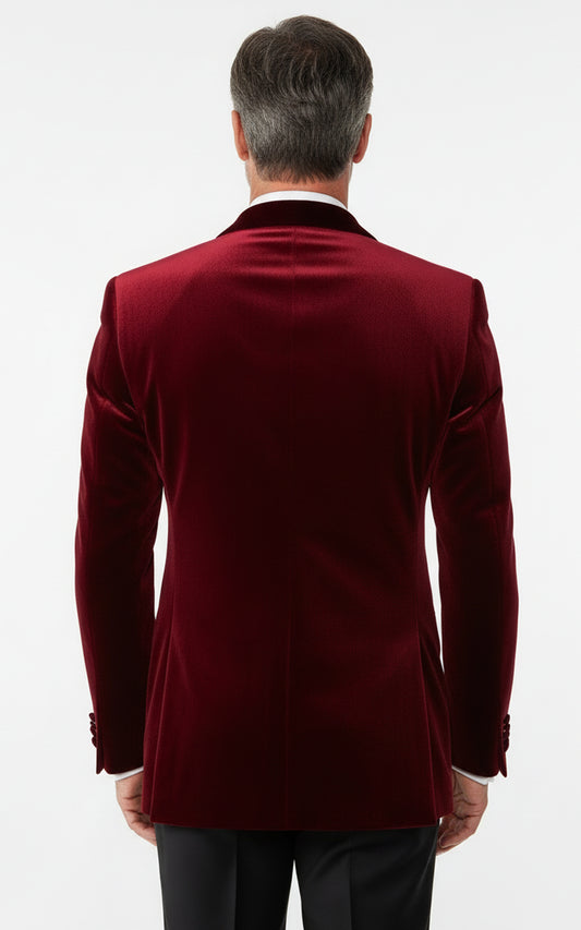 Custom Burgundy Velvet Tuxedo Mens Wedding Formal Suit