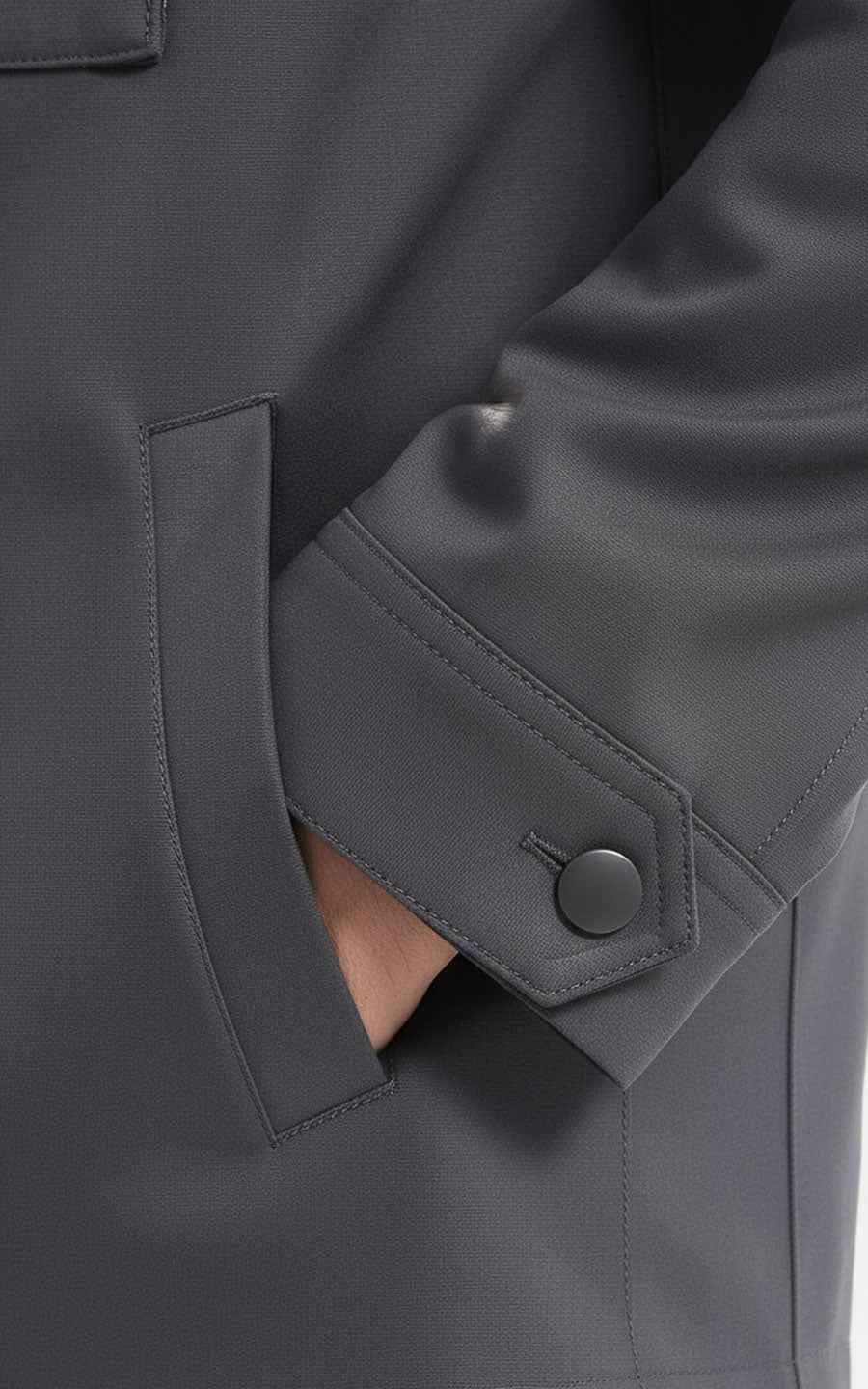 Jacket Men Utility Zip Up with Chest Pockets Gray