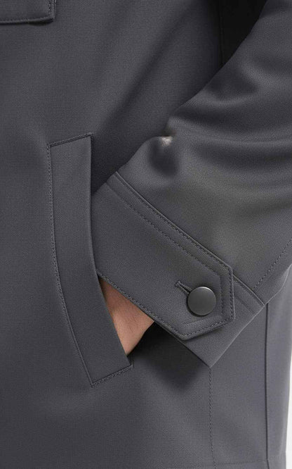 Jacket Men Utility Zip Up with Chest Pockets Gray