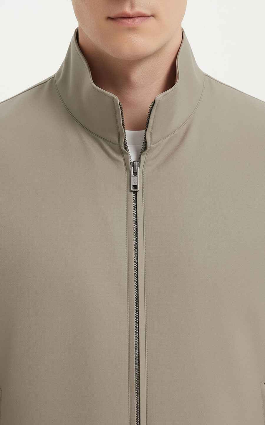 Bomber Jacket Men Classic Beige Casual Outerwear