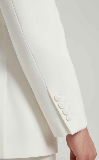 Classic Bamboo Embroidered Chinese Tang Suit Set - Ivory White