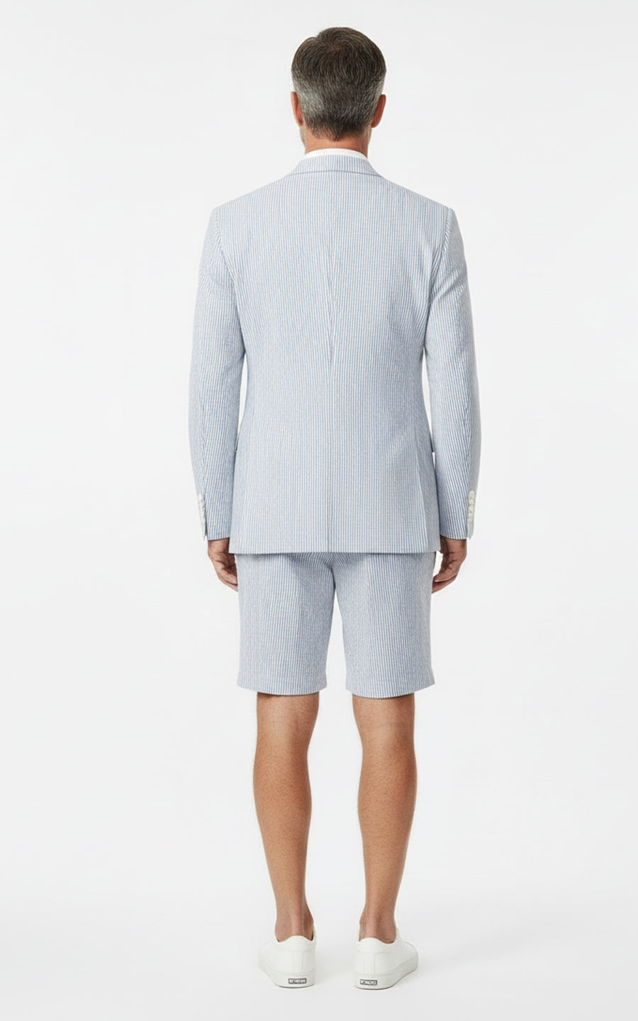 Men Custom Gray Striped Casual Suit Set