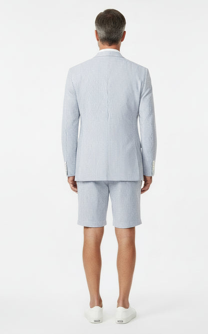 Men Custom Gray Striped Casual Suit Set