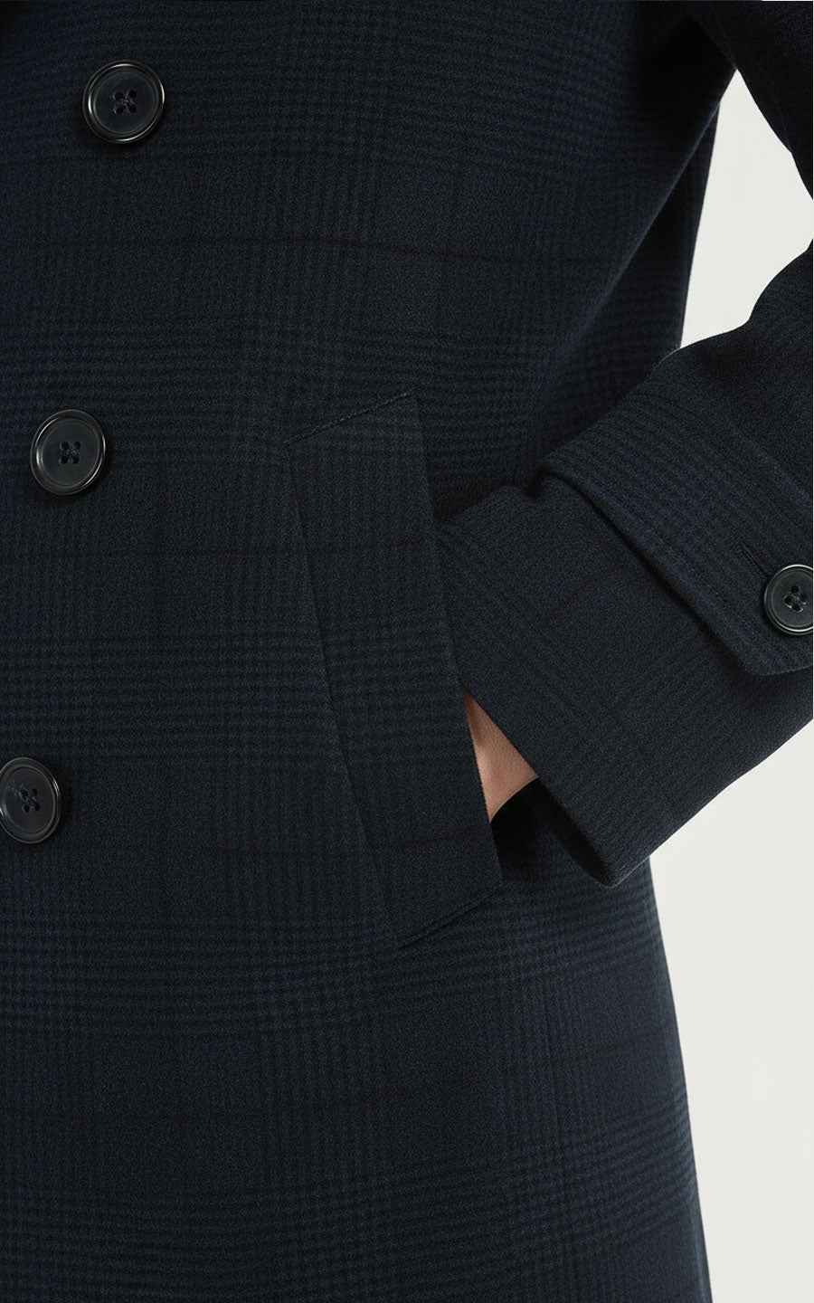 Men's Wool Coat Navy Double-Breasted Classic