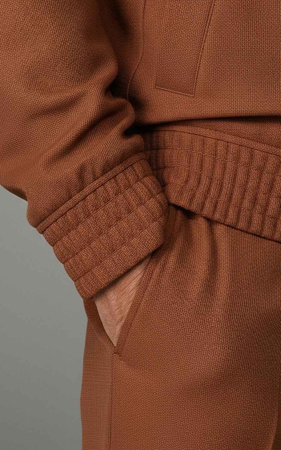 Men's Custom Reddish Brown Stand Collar Casual Jacket