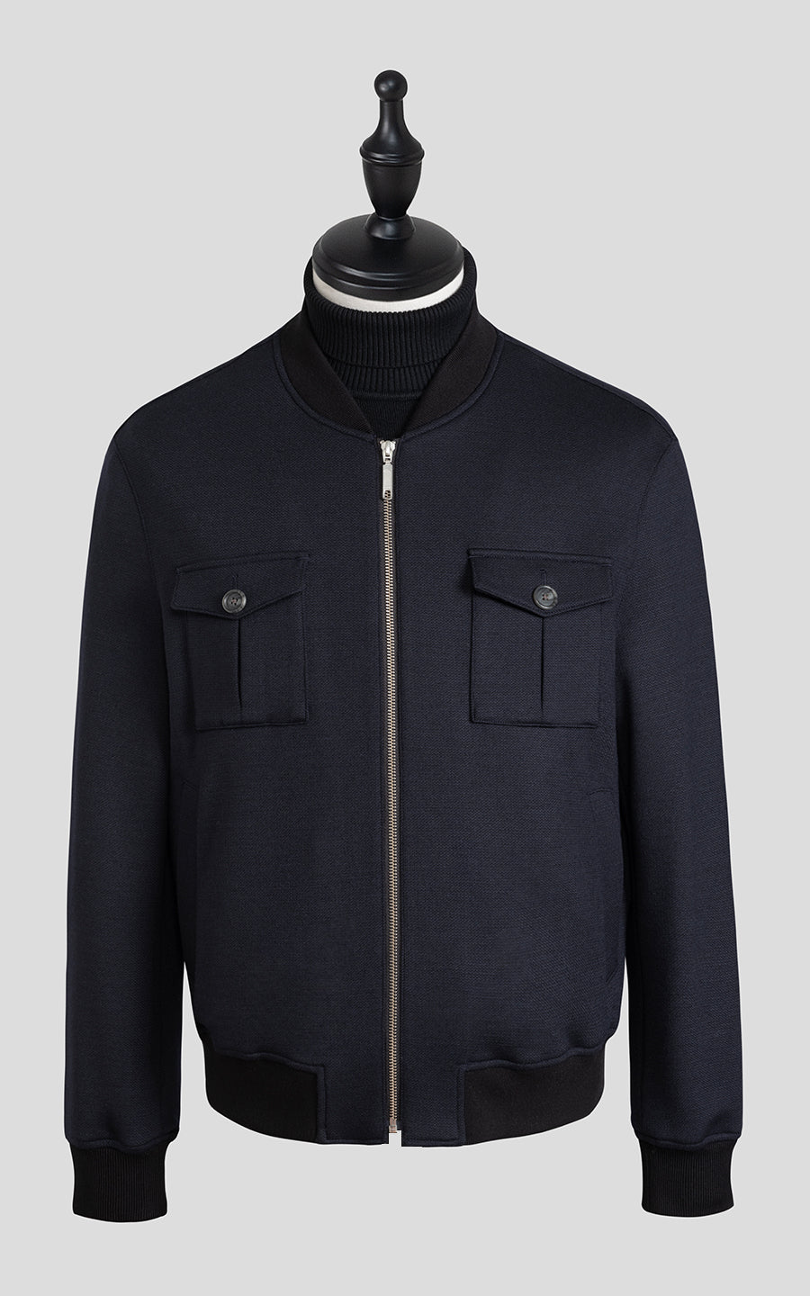 Premium Bespoke Blue-Black Men's Bomber Jacket