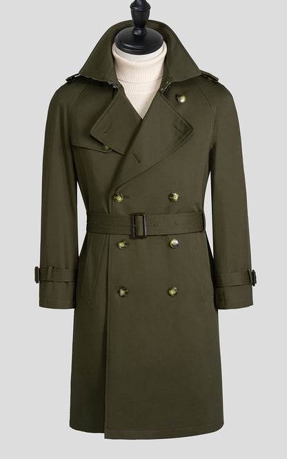 Made men's premium dark green double-breasted Custom trench coat