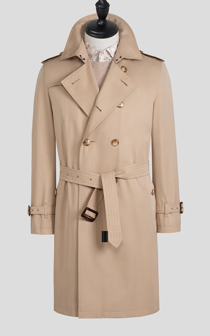 Classic double-breasted trench coat long beige coat for men