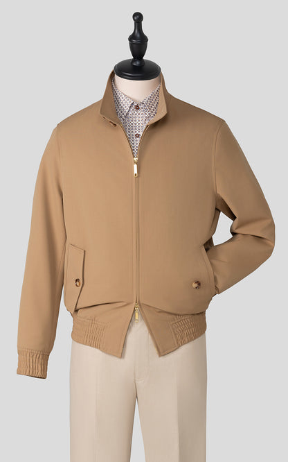 Khaki Custom Men's Slim Fit Casual Zip-Up Jacket