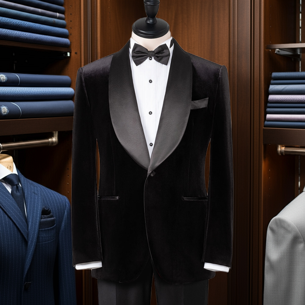 Men's Black Velvet Wedding Blazer - Luxury Groom Suits