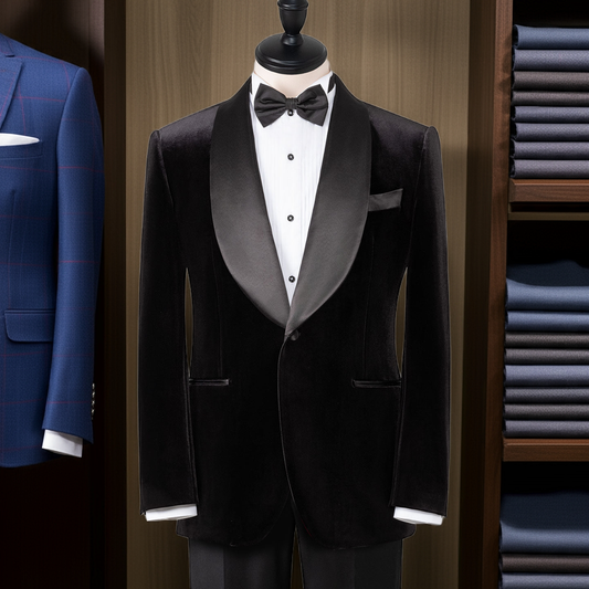 Men's Black Velvet Wedding Blazer - Luxury Groom Suits